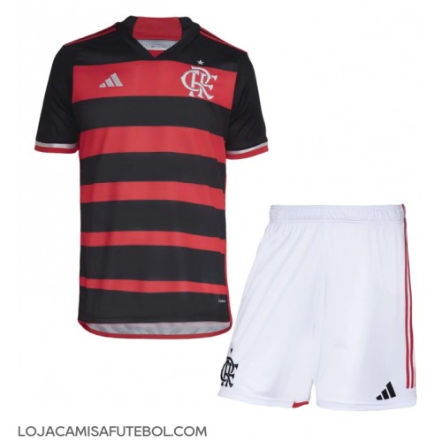 Camisa de Futebol Flamengo Equipamento Principal Infantil 2024-25 Manga Curta (+ Calças curtas)